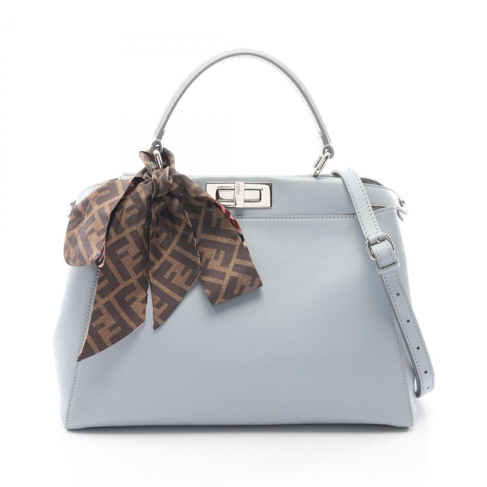 Fendi Peekaboo Regular 2-Way Handbag, Leather, Women's, Blue